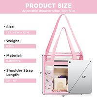Bolsa de Mano Transparente Impermeable con Asa y Cierre para el Trabajo, Bolsa de Compras Transparente de Plástico para Mujer