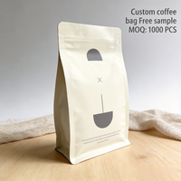 Sacs à café personnalisés imprimés, pochette à fond plat avec valve, emballage en aluminium thermoscellé