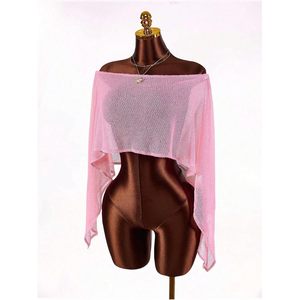Poncho Cache-maillot de plage asymétrique en maille ajourée pour femme, épaules dénudées, 1 pièce - Product Image 5