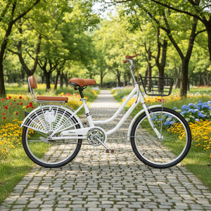 Bicicletta <span class=keywords><strong>da</strong></span> <span class=keywords><strong>Donna</strong></span> per Adulti 20/22/24 Pollici, Telaio Rigido in Acciaio ad Alto Tenore di Carbonio, Freni a Doppia V, Leggera, Stile Retrò, per Pendolari e Studenti - Product Image 2