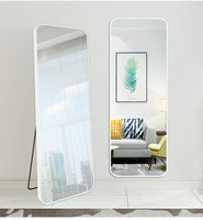 Grand miroir rectangulaire sur pied avec cadre métallique pour dressing et maquillage, à poser au mur ou à laisser appuyer au sol