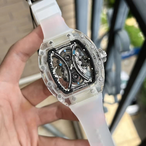 53-01 Transparent Sapphire Crystal ETA <b>Automatic</b> Mechanical <b>Watch</b> High Quality Tonneau Hollow <b>Skeleton</b> Men's <b>Watch</b> 3BAR - Product Image 2