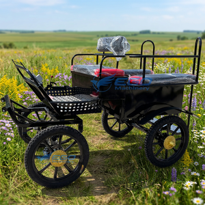 Chariot à chevaux électrique populaire à 4 roues avec cadre en acier pour poneys et petits chevaux |   Frein à main durable pour chariot, 6 personnes - Product Image 1