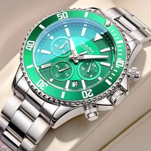 Đồng hồ nam thép không gỉ mạ vàng, thiết kế theo yêu cầu, có lịch, sang trọng, thể thao, máy <span class=keywords><strong>quartz</strong></span>. - Product Image 1