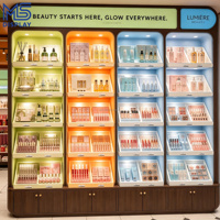 Étagère de présentation cosmétique avec éclairage LED, organisateur multi-niveaux pour soins de la peau et parfums, pour magasin de beauté, boutique de détail, salon