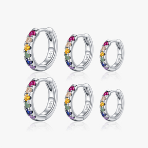 <span class=keywords><strong>Orecchini</strong></span> a <span class=keywords><strong>Cerchio</strong></span> Semplici in <span class=keywords><strong>Argento</strong></span> Sterling 925 con Zirconi Cubici Colorati per Uso Quotidiano, Gioielli Raffinati per Donne - Product Image 1