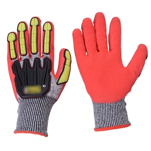 Gants de sécurité anti-choc avec poignet tricoté, texture micro-diamantée en PU antidérapante, niveau 2 - Product Image 4