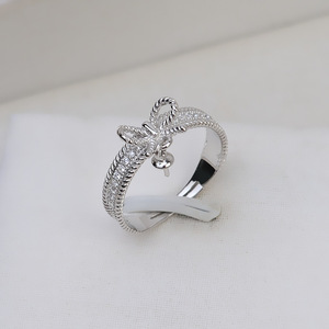 Anneau ouvert en argent S925 avec nœud papillon réglable, accessoires en perles DIY, support vide, 260 composants et trouvailles de bijoux - Product Image 1
