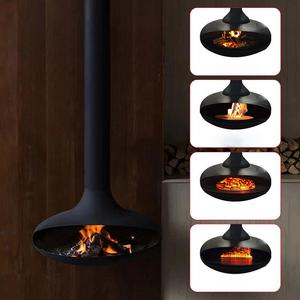 Чёрный настенный круглый декоративный электрический камин с металлическим каркасом для дома и отелей, с английским дисплеем - Product Image 3
