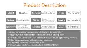 Micrometro interno a tre punti in acciaio inossidabile da 2-2.5mm micrometro digitale ad alta precisione da Qinghai Qingliang 0.001mm - Product Image 4