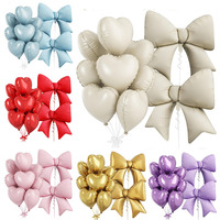 Ensemble de ballons en aluminium mats en forme de nœud papillon, ballons cœur rétro, ballons à l'hélium pour révélation du sexe, Saint-Valentin, fournitures de fête de mariage