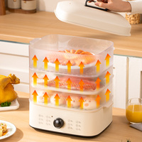Cuiseur vapeur carré en plastique facile à utiliser 18L grande capacité 3 pneus cuiseurs vapeur électriques pour la cuisine