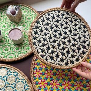 Bamboo Woven Coaster Placemat Boho Table Mat Natural Rattan Style Heat Insulation Pad Kitchen Dining OEM Supplier - Product Image 1