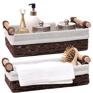 Cesta Redonda de Jacinto de Agua, Ecológica y Multifuncional, Contenedores Decorativos para el Tapa del Inodoro - Product Image 1