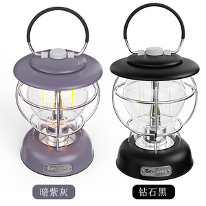 Lanterne rétro rechargeable pour le camping, lumière LED blanc chaud, lampe de tente portable pour l'extérieur avec charge Type C - Product Image 2