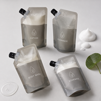 Pochette à bec verseur personnalisée de qualité alimentaire pour soins de la peau, gris volcanique mat, pour savon liquide, gel douche, lotion, blush – Recharge
