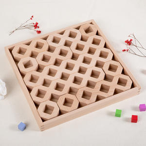 Juguetes de Construcción de Bloques Acrílicos Montessori HOYE CRAFTS, Juego de Bloques de Construcción de Madera, Juego de Apilamiento de Arcoíris - Product Image 6