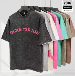 เสื้อยืดเรโทรแขนสั้นผ้าฝ้ายแท้เนื้อหนัก 230 กรัม พิมพ์โลโก้ตามสั่ง แบรนด์แฟชั่น สำหรับผู้ชายและผู้หญิง - Product Image 4