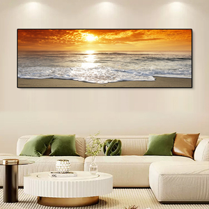 Quadro su Tela Lussuoso con Tramonto Costiero, Stampa a Trasferimento Termico su Base in Carta con Cornice in Lega di Alluminio, Decorazione per la Casa - Product Image 1