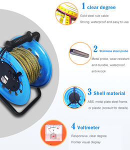 En stock Portable 100M 150M 200M Sondeur <span class=keywords><strong>Alarme</strong></span> <span class=keywords><strong>Règle</strong></span> 100M Puits Capteur De Niveau D'eau Niveau D'eau Dip Meter Water Dipper - Product Image 3