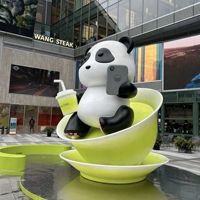Figurine de dessin animé personnalisée grandeur nature décoration intérieure Statues de panda OEM sculpture en résine art