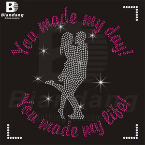 My Love Hot Fix Rhinestone Transfer Diseño personalizado Corazones Vaca Hierro en transferencias Letras personalizadas Naranja Apliques Rhinestone - Product Image 2