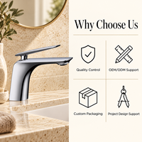 Robinet de lavabo monocommande en chrome poli, à montage sur plan, avec bec conique, pour évier encastré, mitigeur avec cartouche céramique 5