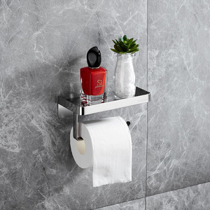 Ensemble d'accessoires de salle de bain mural en acier inoxydable moderne rouleau de papier toilette porte-papier <span class=keywords><strong>WC</strong></span> <span class=keywords><strong>support</strong></span> pour téléphone aucun perçage requis pour - Product Image 2