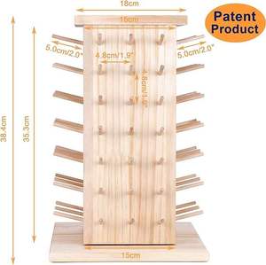Nhà Máy Tùy Chỉnh 360 Xoay Khắc Bằng Gỗ Dây Giá Hiển Thị Đứng 93 Spool Xoay Đứng Loại Giá Cho Chăn Thang Kệ - Product Image 2