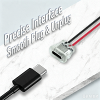 Conector Hembra Tipo-C Transparente de 2 Pines, Puerto de Carga con Montaje a Presión, Conector USB-C para Bicicletas Eléctricas, Scooters y Equipos de Carga DIY