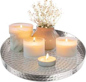 Plateau décoratif en aluminium antirouille avec finition élégante pour l'affichage décoratif servant des collations boissons pièce d'accent pour n'importe quelle pièce - Product Image 2