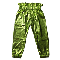 Pantalon de jogging d'automne en papier pour fille, sac de taille en papier pour fille, pantalon en cuir pour enfant, pantalon en tissu PU pour bébé de 0 à 16 ans, vente en gros