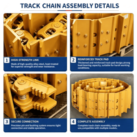 Chaîne Track Link Assy pour Komatsu Bulldozer D20 D21 D30 D31 D31PX-21 D39PX-21 D40 D41A-6 D41P-6 D50 D53 D61EX-12 D61PX-12