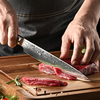 Couteau de cuisine KEEMAKE 8 pouces en acier Damas, ensemble de 67 couches avec cœur VG10, couteau de chef japonais, couteau à découper, manche en coquille d'ormeau