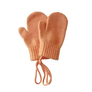 Children's Gloves Winter New Korean Candy Color Simple Hanging Neck and Finger Knitted Warm Baby Gloves