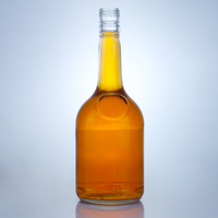 Botella de Vidrio Redonda de 750 ml para Brandy, Whisky, Tequila y Licores, Botella de Vidrio Vacía para Bebidas Espirituosas, con Tapa de Rosca y Logotipo Personalizado