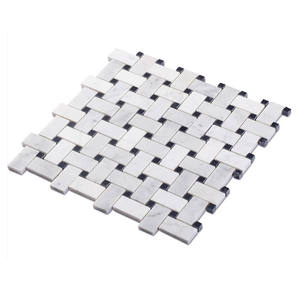 Mosaïque de <span class=keywords><strong>sol</strong></span> en marbre blanc de Carrare italien, mosaïque murale, plateau de <span class=keywords><strong>douche</strong></span> de salle de bain, dessus en marbre blanc de Carrare avec des points noirs, carrelage en tresse - Product Image 4