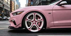 ฮับสีชมพูและสีขาวแบบกำหนดเองรุ่นใหม่ CF ขนาด 18-26 นิ้ว 5 รู เหมาะสำหรับ Tesla Audi Mercedes-Benz Volkswagen - Product Image 4