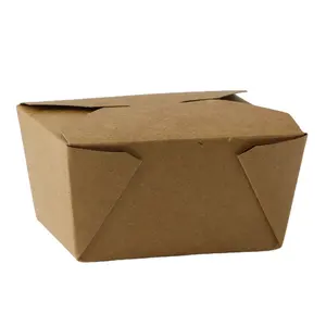 Boîte à aliments en papier Kraft, 700ml, 1000ml, 1500ml, pliable, grande taille, avec couvercle, conteneur biodégradables, 10 pièces sans échantillons
