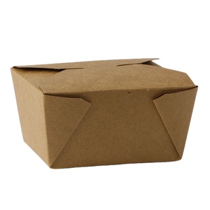 FREE SAMPLE 700ml 1000ml 1500ml Foldable Recycled Large Kraft Paper Food Box with Lid Biodegradable Food Container