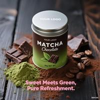 Marque privée OEM Organique USDA UE Poudre de matcha de thé vert de qualité cérémonielle Boîte en conserve 30g 3A-6A Matcha au chocolat aromatisé
