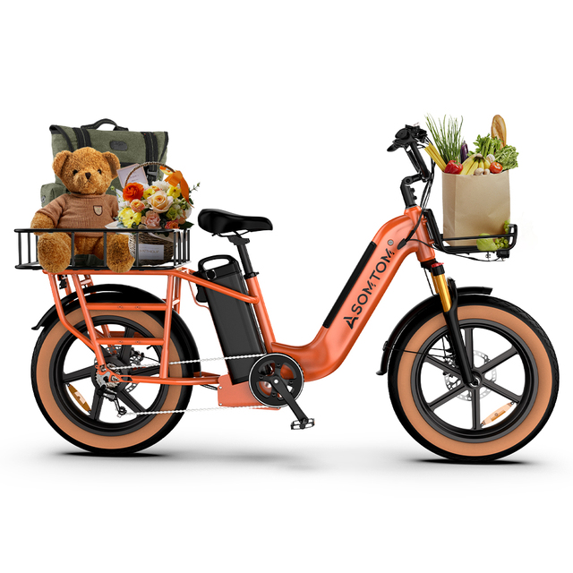 Electric 500W Cargo Bicycle with Aluminum Alloy 48v15AH Lithium Battery Central Motor Can Carry 330lb Ebike Adult Cargo Bike