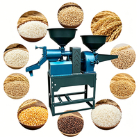 Décortiqueuse de riz et broyeur de maïs combinés 130-150 kg/h avec double tamis vibrant, moteur de traitement automatique de la poudre, en acier inoxydable de qualité alimentaire