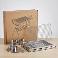 Barbecue au charbon de bois pliable en acier inoxydable, barbecue portable d'extérieur avec équipement latéral