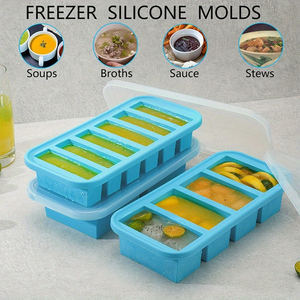Purée de légumes et de fruits Plateau en silicone pour aliments pour bébés Conteneurs de stockage d'aliments et de glace faits maison Moules de congélation en silicone (3 pièces/ensemble) - Product Image 4
