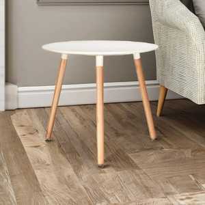 Table de salle à manger ronde élégante en bois de hêtre avec finition blanche idéale pour le café du restaurant et la décoration intérieure moderne de la maison - Product Image 1