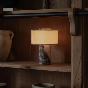 Lampada da Tavolo Moderna Ricaricabile in Marmo con Paralume in Tessuto, Decorativa Senza Fili per Soggiorno e Hotel - Product Image 3