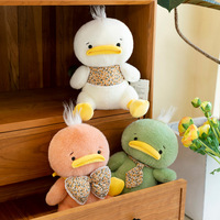 Peluche Canard Mignon pour Enfants, Canard Brodé avec Bavoir, Oreiller de Sommeil Anti-Stress pour Anniversaire