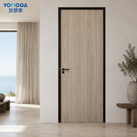 Porte en bois stratifié WPC, finition bois clair, porte de chambre résidentielle pour maisons