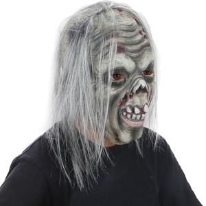 Masques d'Halloween et de Noël : Nouveaux Costumes de Fête Horreur en <span class=keywords><strong>Latex</strong></span>, <span class=keywords><strong>Masque</strong></span> Complet avec Cheveux Longs, Tête de Vieil Homme Zombie, pour Carnaval et Cosplay - Product Image 4